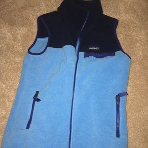 Navy and light blue Patagonia zip up vest